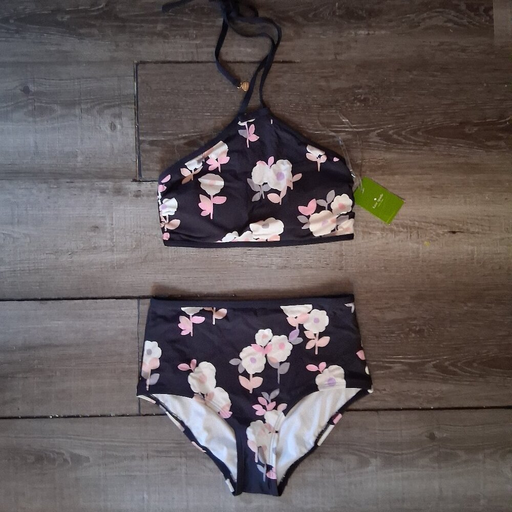 Kate Spade Posey Grove High Neck Waist Bikini Small New